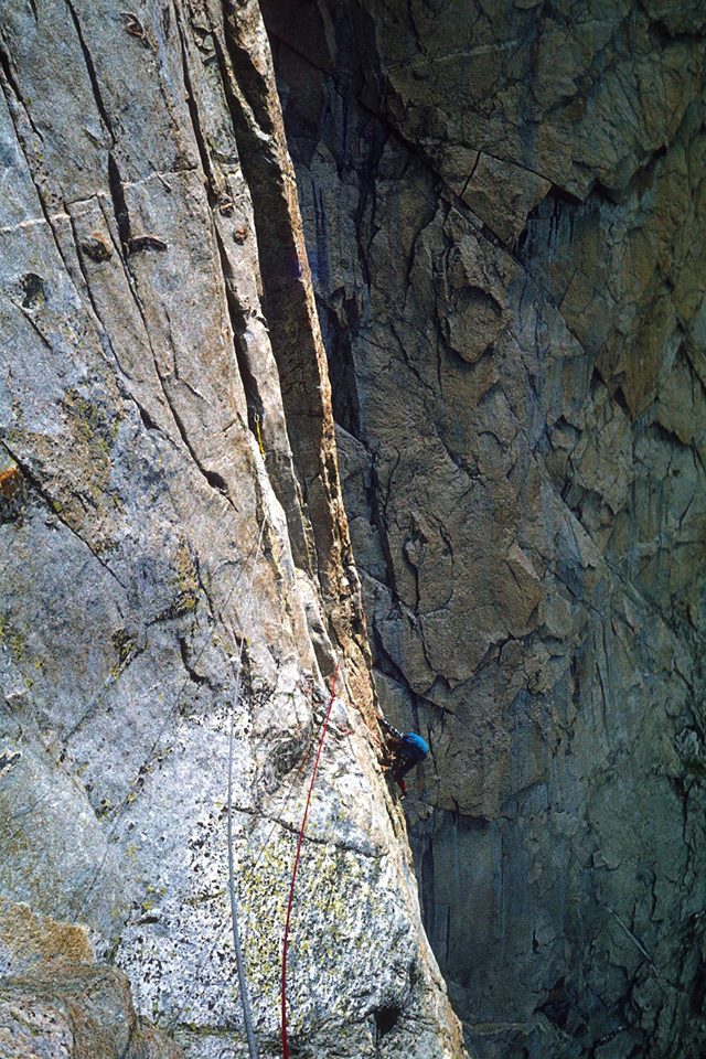 Chris Landry on the West Face of Mount Sacajawea in the Titcomb Lakes area in 1976. [Photo] Michael Kennedy