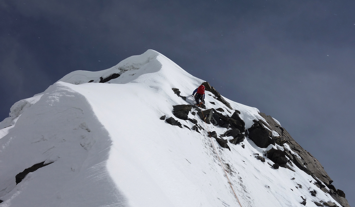 Mora leads to the summit of Mirchi Peak. [Photo] Armando Montero