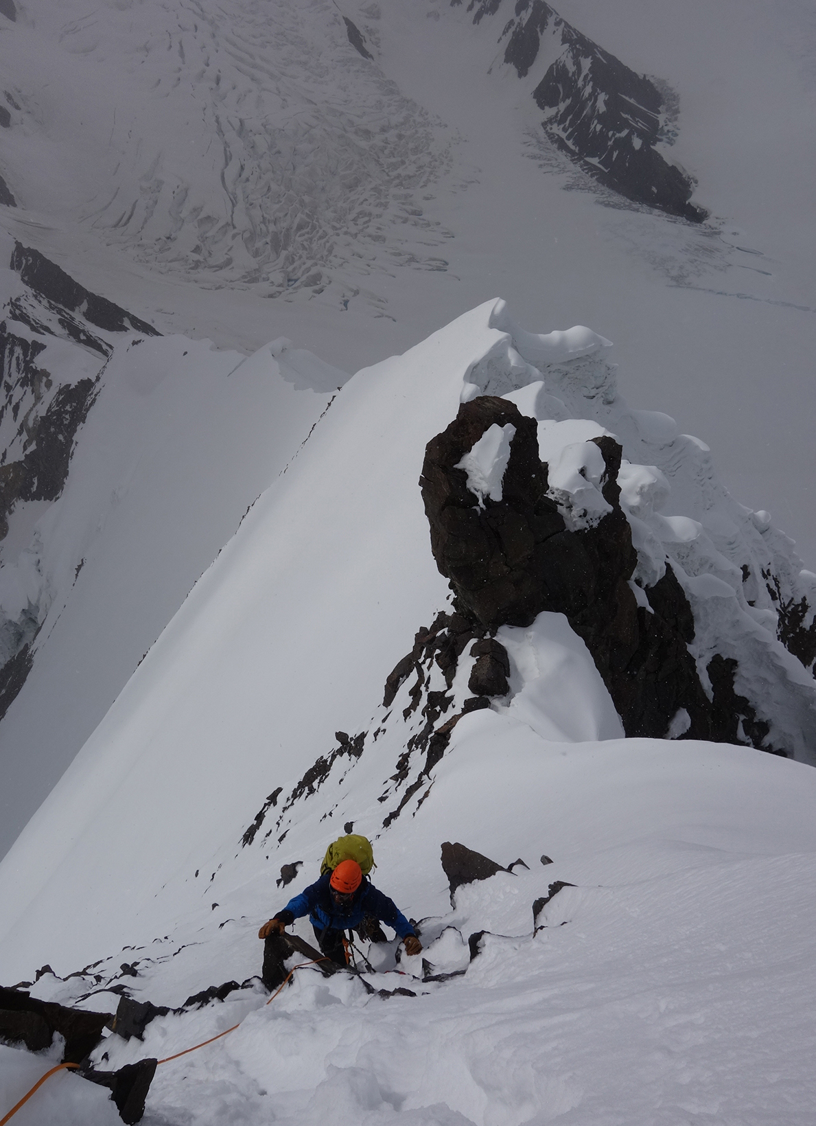 Armando Montero near the summit of Mirchi Peak. [Photo] Andres Bosch