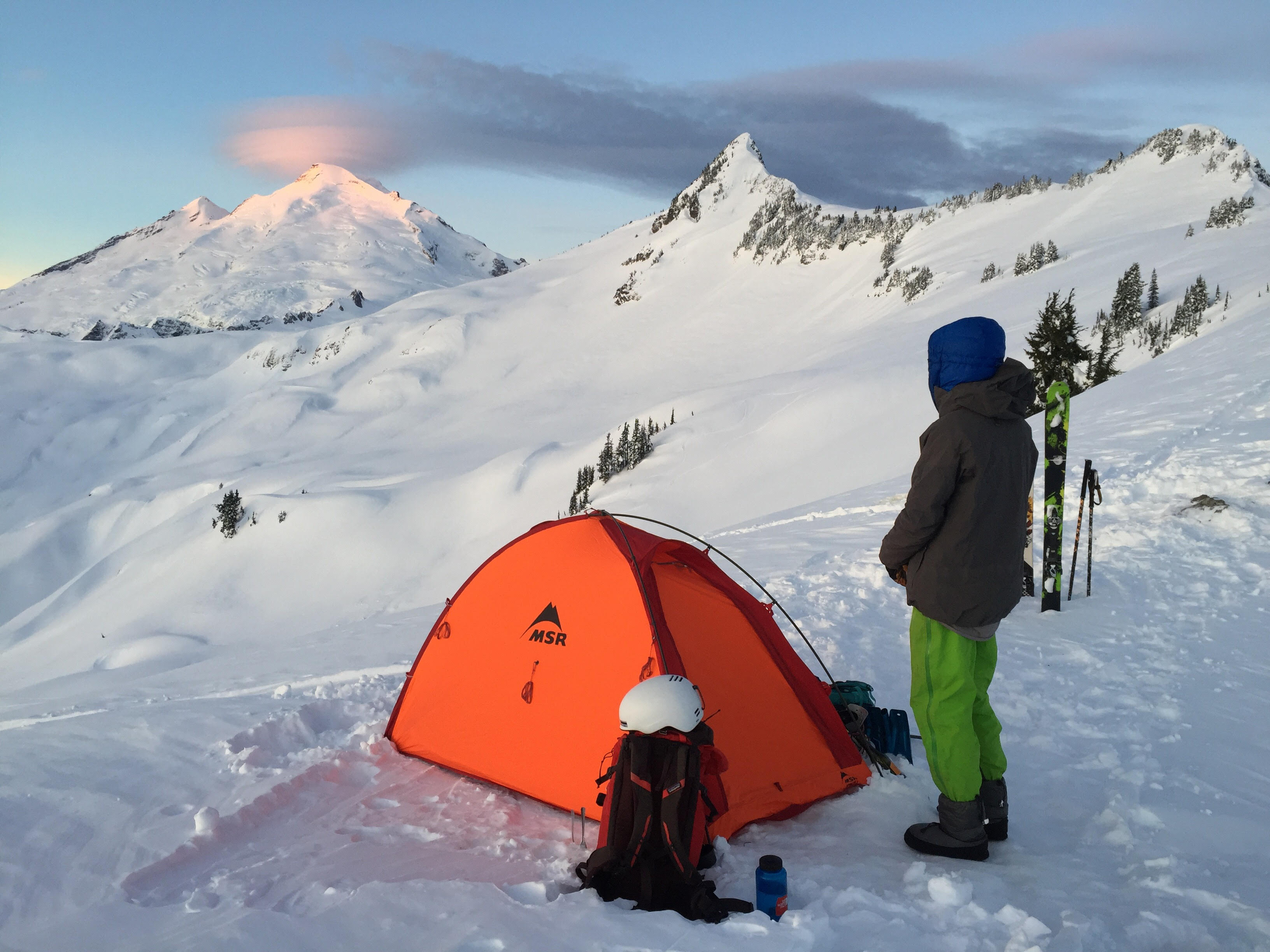 Viewing the sunrise on Mt. Baker with the MSR Advance Pro 2 Ultralight tent. [Photo] Mallorie Estenson