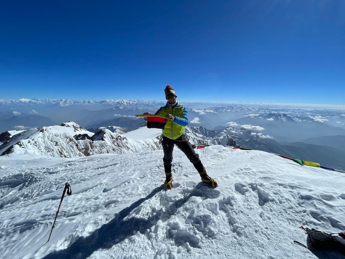 Cazzanelli on the summit of Nanga Parbat on July 4, 20 hours and 20 minutes after leaving base camp. [Photo] Courtesy of Yodel press agency
