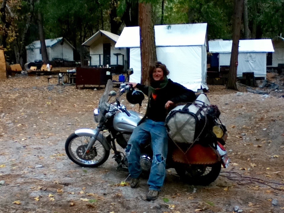 Niels with his motorcycle and haulbag, late 2011. [Photo] Chris Tietze