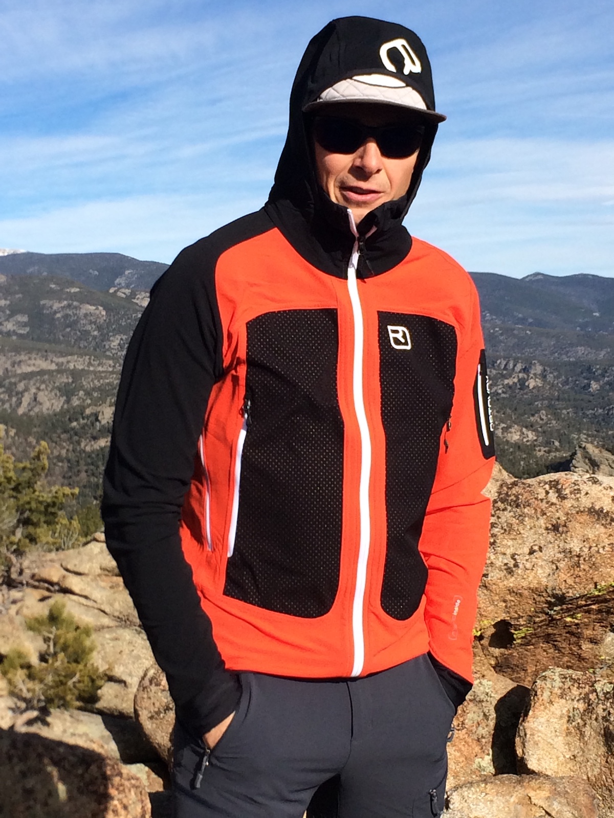 Lewis wearing the Col Becchei with the hood up. [Photo] Chris Wood
