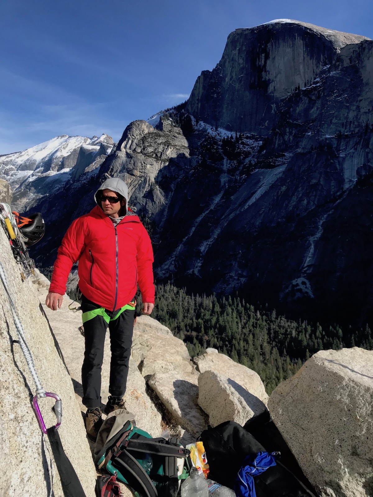 The author on Washington Column wearing the Patagonia Mirco Puff Storm Jacket. [Photo] Andy Hoeckel
