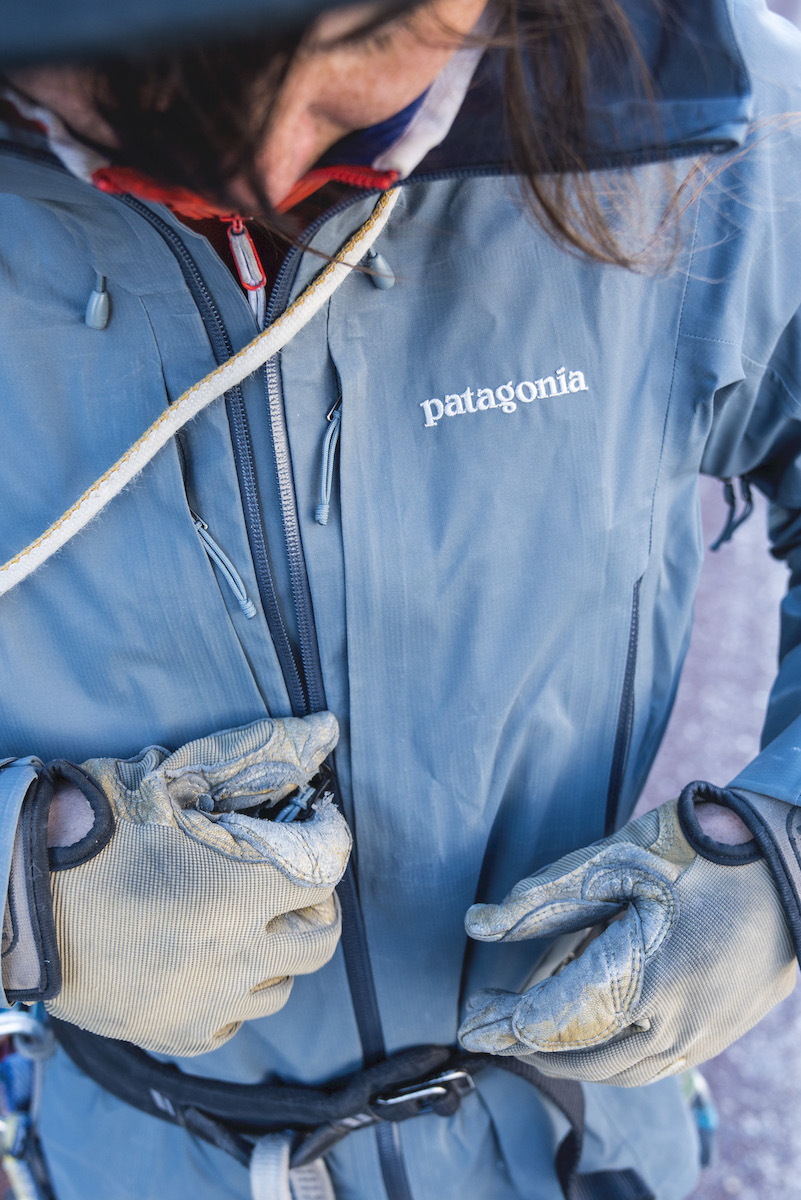 Made with Patagonia's proprietary waterproof H2No, the Dual Aspect jacket and bibs do not use any perfluorinated chemicals in their garments, and stand up to the nastiest of elements.