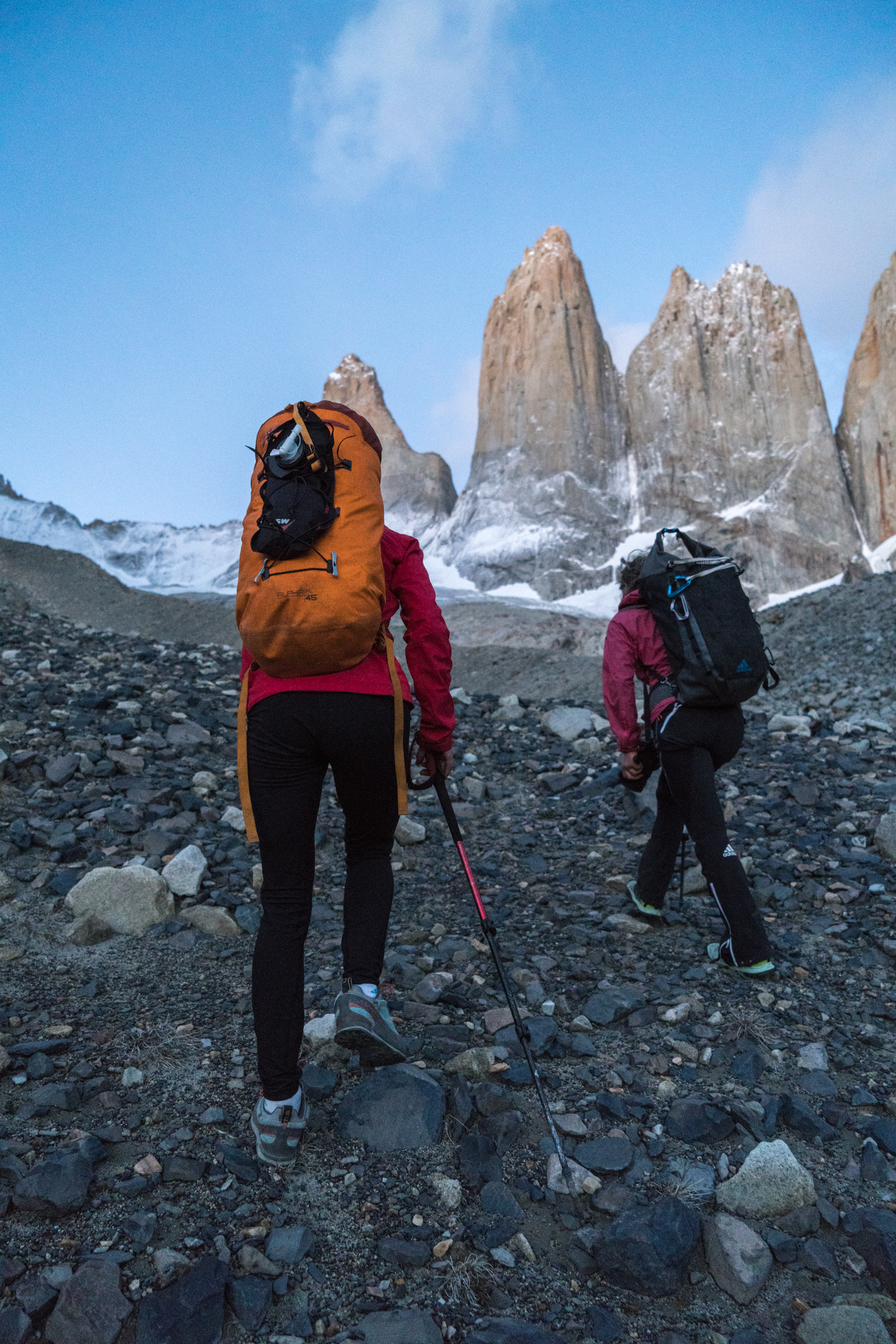 Approaching the Torres del Paine: Torre Central is in the middle. [Photo] Drew Smith