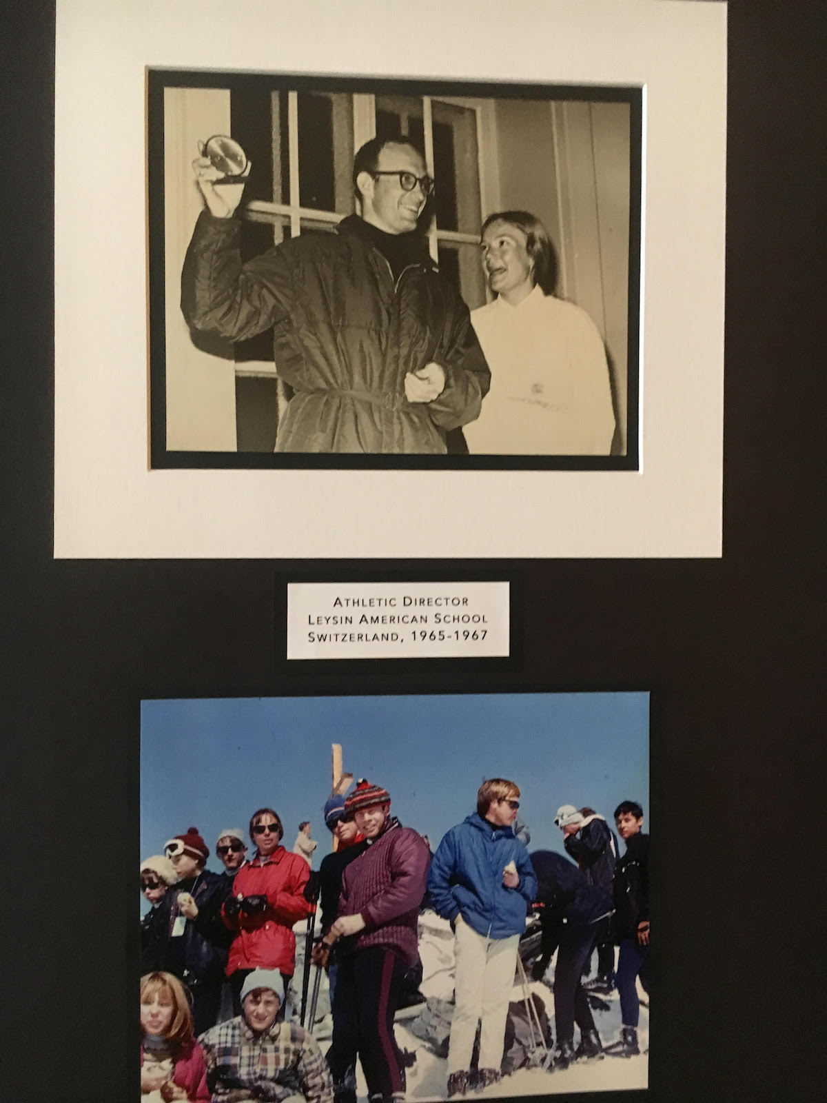 Photos on display at the memorial included these images from Royal and Liz Robbins' time at the Leysin American School in Switzerland where Royal served as the athletic director from 1965 to 1967. [Photo] Derek Franz