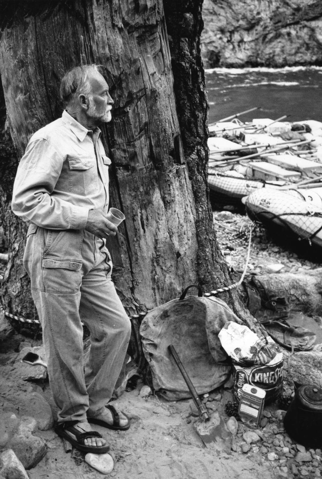Robbins at the Middle Fork of the Salmon River in Idaho. He guided Royal Robbins employees on the classic, seven-day, self-supported kayak trip on an annual company retreat. [Photo] Robbins family collection