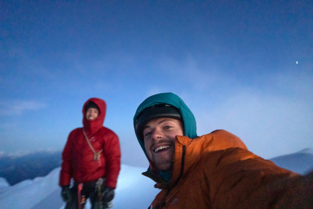 Berman and Hawthorn on the summit of Mt Robson. [Photo] Uisdean Hawthorn