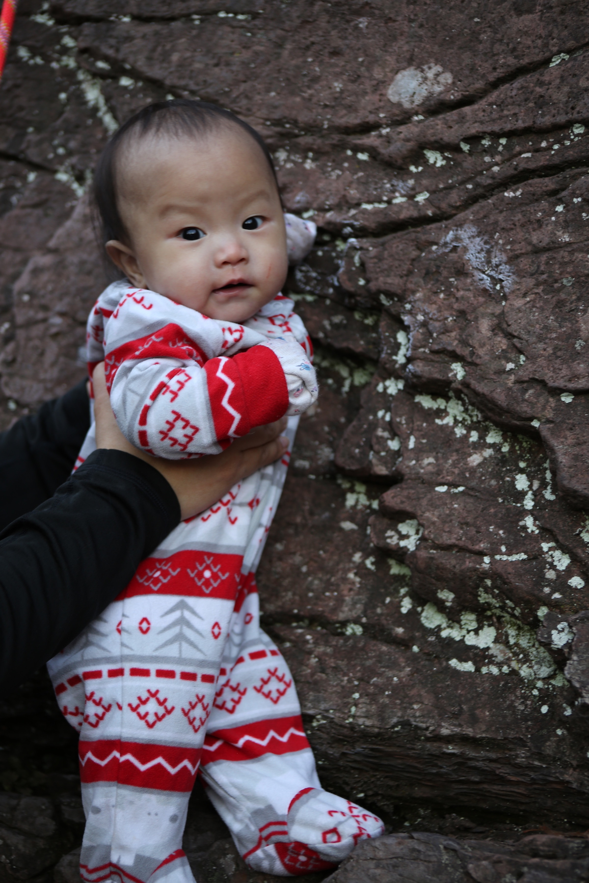 Leslie Hsu Oh's 5-month-old admires the argillite that her siblings just climbed. [Photo] Leslie Hsu Oh