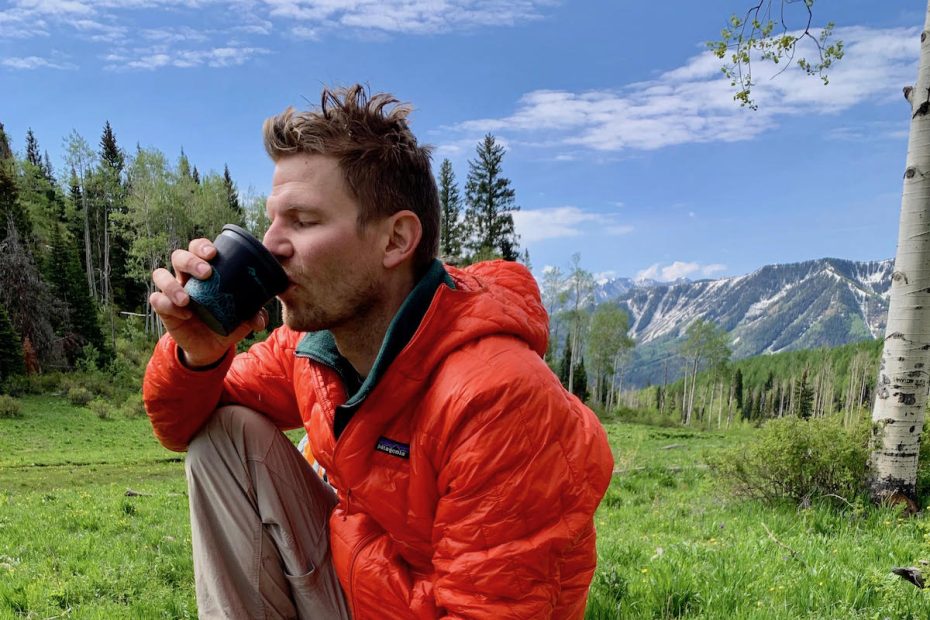 Derek Franz enjoying coffee and oatmeal made with the Sea to Summit Alpha Pot Cookset during a backpack trip in western Colorado last June. [Photo] Mandi Franz
