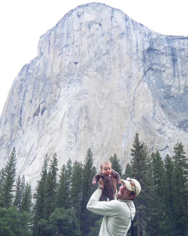 Mike Schneiter holds 2-month-old Selah below El Capitan in 2009. [Photo] Schneiter family collection