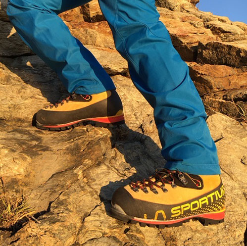 The Nepal Cubes worked well as an all-day boot in the mountains, transitioning smoothly between rock and snow. [Photo] Andrew Councell