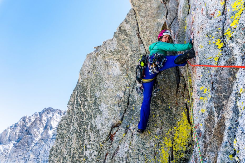 Whitney Clark explores unknown terrain on a peak above Sphinx Lake in Kings Canyon, California. [Photo] Tad McCrea