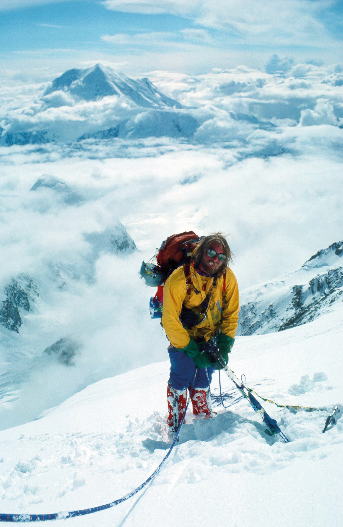 Jack Roberts at 18,500' on the SW face of Denali, shortly before I descended into my catatonic HACE, Simon McCartney writes. It was during the day when I finally collapsed.... Look at him, he is saying are you OK man?. I am not. [Photo] Simon McCartney