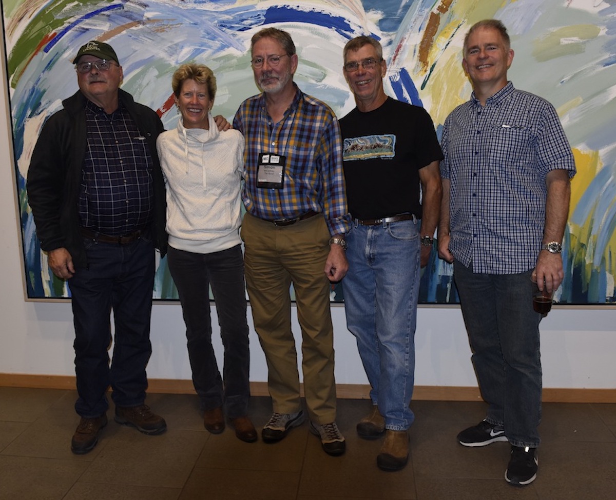The reunion at Banff. From left to right, Mike Helms, Pam Roberts, Simon McCartney, Bob Kandiko, Mike Pantelich. [Photo] Courtesy of Simon McCartney