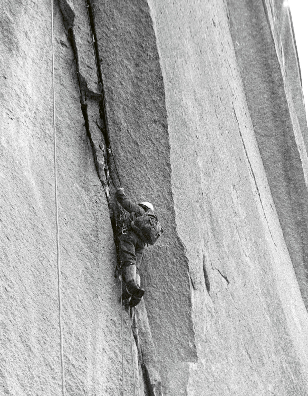 Auger on the 1966 first ascent of University Wall in Squamish. [Photo] Tim Auger collection