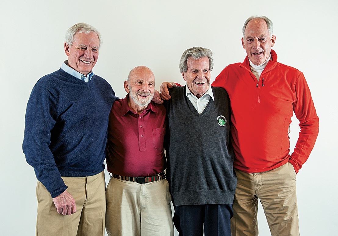 Four surviving members of the 1963 American Mt. Everest Expedition gathered in 2013, the 50th anniversary of the climb. From left to right: David Dingman, Tom Hornbein, Norman Dyhrenfurth and Jim Whittaker. [Photo] Dianne Roberts