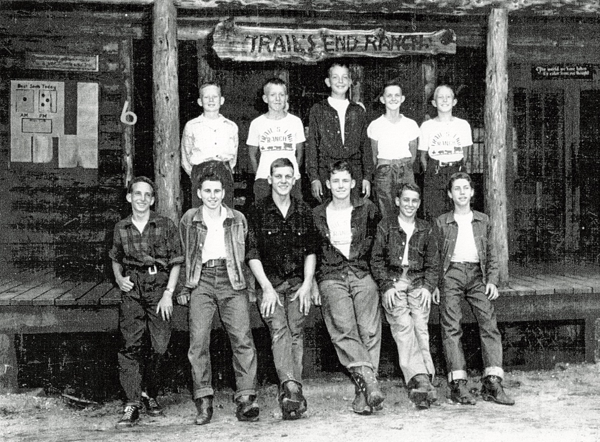 Campers at Boys' Trail's End Ranch, near Estes Park, Colorado, in 1946 or 1947. Hornbein is at the left end of the front row. [Photo] Hornbein collection