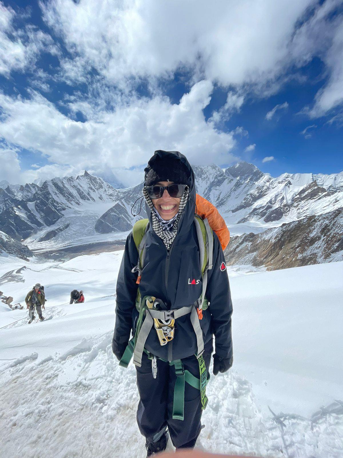 Saba Haleem pictured on her climb of Gondogoro Peak in 2021.