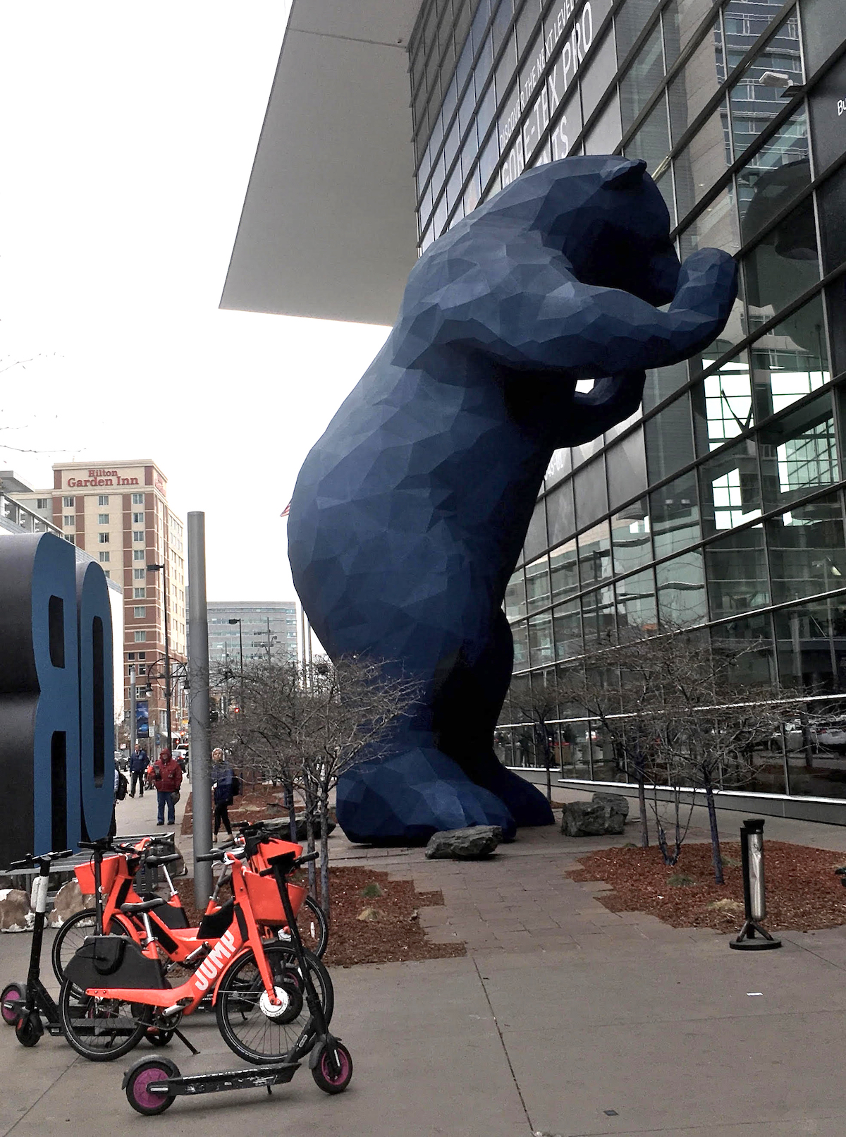 The famous Blue Bear outside the Colorado Convention Center, pictured on the first official day of the Winter Outdoor Retailer + Snow Show, Wednesday, January 29, 2020. [Photo] Derek Franz