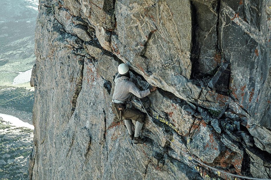 Charlie Raymond on the first ascent of the North Face of Mt. Hooker [Photo] Royal Robbins Collection