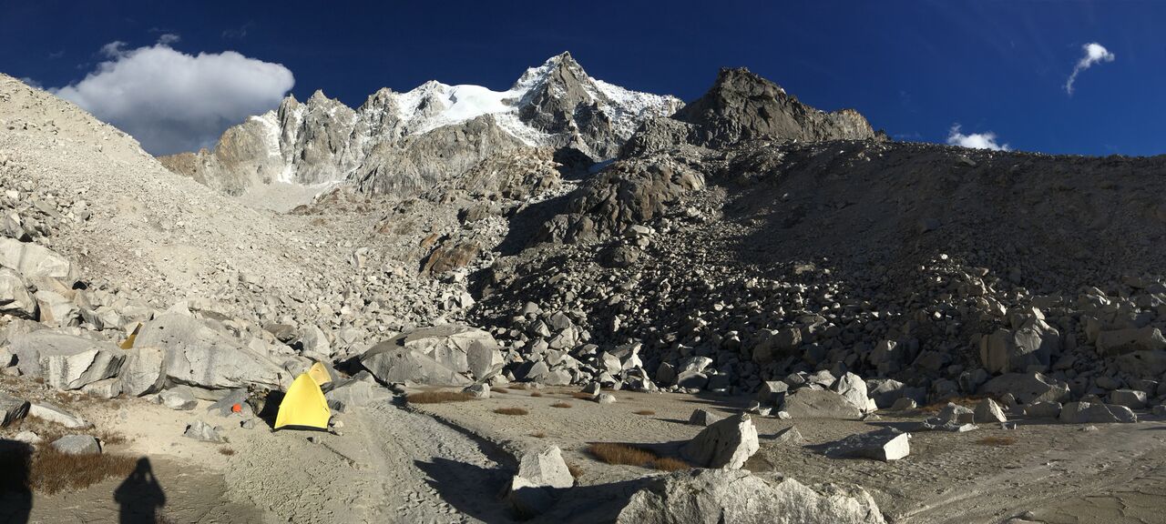 Advance base camp was at 4900 meters with a direct view of the route. [Photo] Mitch Murray.